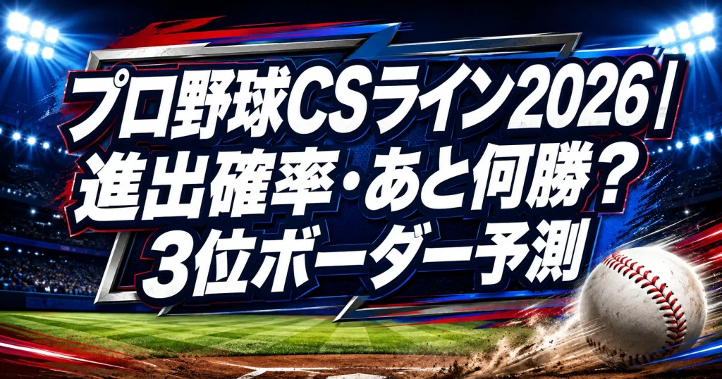 プロ野球CSライン2026｜進出確率・あと何勝？3位ボーダー予測